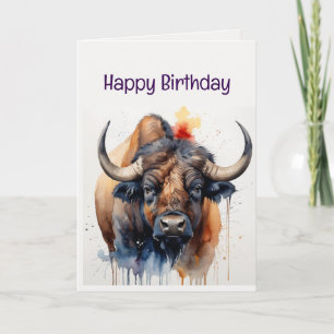 Enjoy Your Birthday Water Buffalo Wild Animal Card