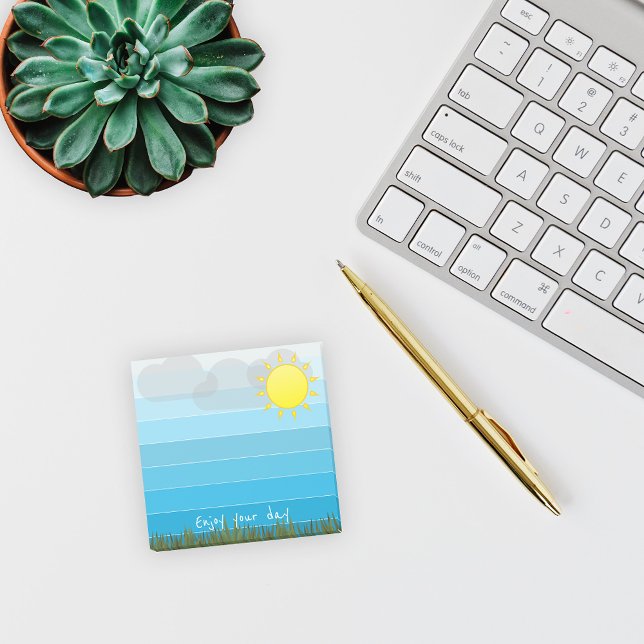 Enjoy Your Day  Sun Clouds and Green Grass Post-it Notes (Creator Uploaded)