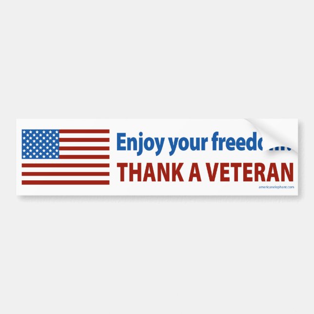 Enjoy Your Freedom? Thank a Veteran. Bumper Sticker (Front)