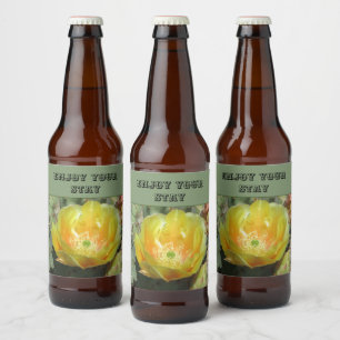 Enjoy Your Stay Cactus Flower Southwest Home Guest Beer Bottle Label