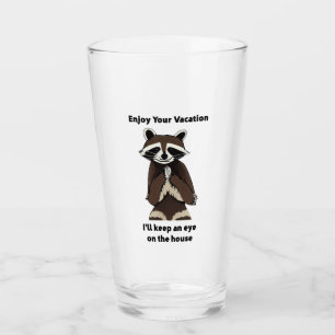 Enjoy Your Vacation Mischievous Racoon Glass