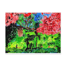 Enjoying cherry blossoms postcard