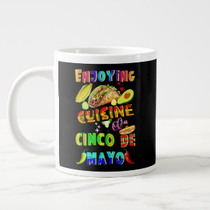 Enjoying Cuisine On Cinco de Mayo Large Coffee Mug