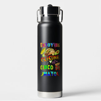 Enjoying Cuisine On Cinco de Mayo Water Bottle