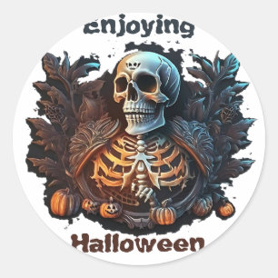 Enjoying Halloween Classic Round Sticker