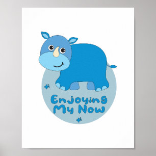 Enjoying my now Kawaii cute blue rhino Poster