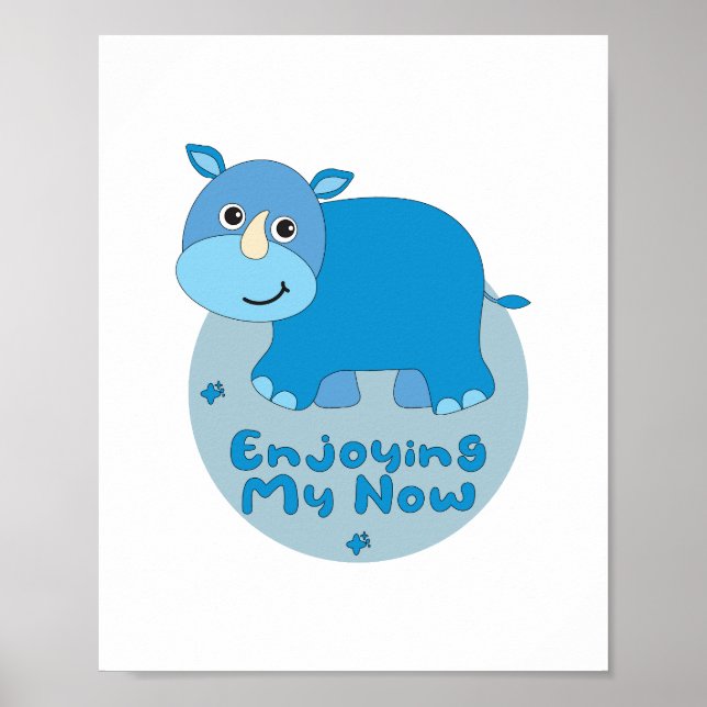 Enjoying my now Kawaii cute blue rhino  Poster (Front)