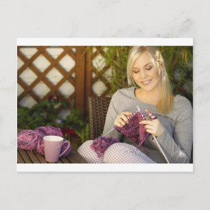 Enjoying Tea And Knitting Postcard