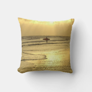 Enjoying The Beach at Sunset Cushion