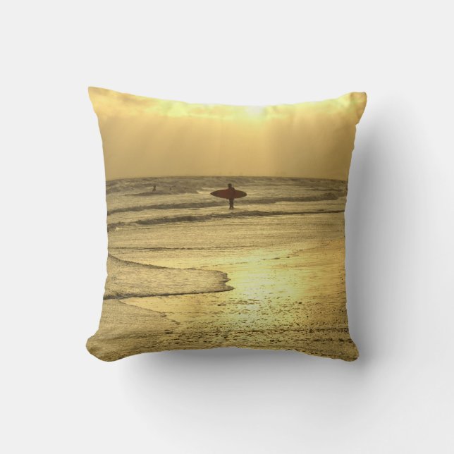 Enjoying The Beach at Sunset Cushion (Front)