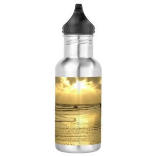Enjoying The Beach at Sunset Water Bottle