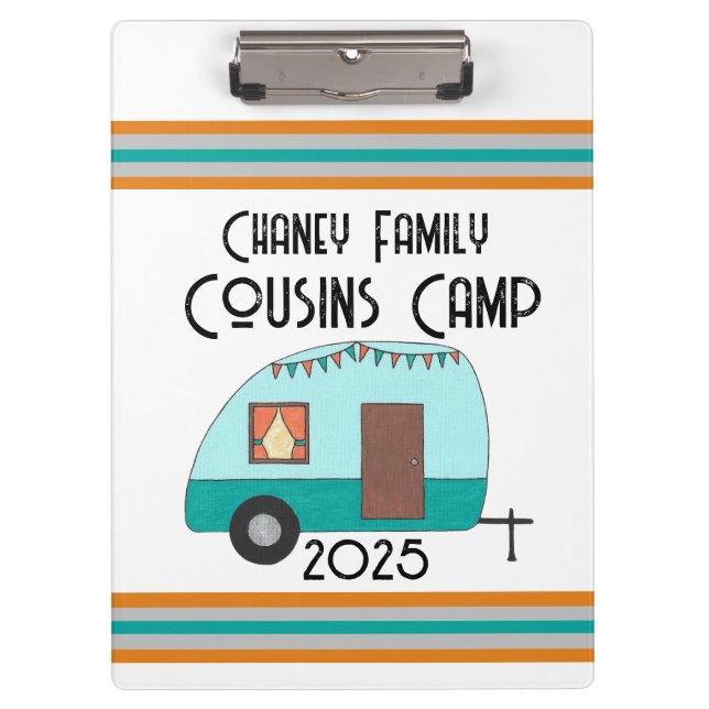 Enjoying the Journey Cousins Camp Retro Camper Clipboard (Front)