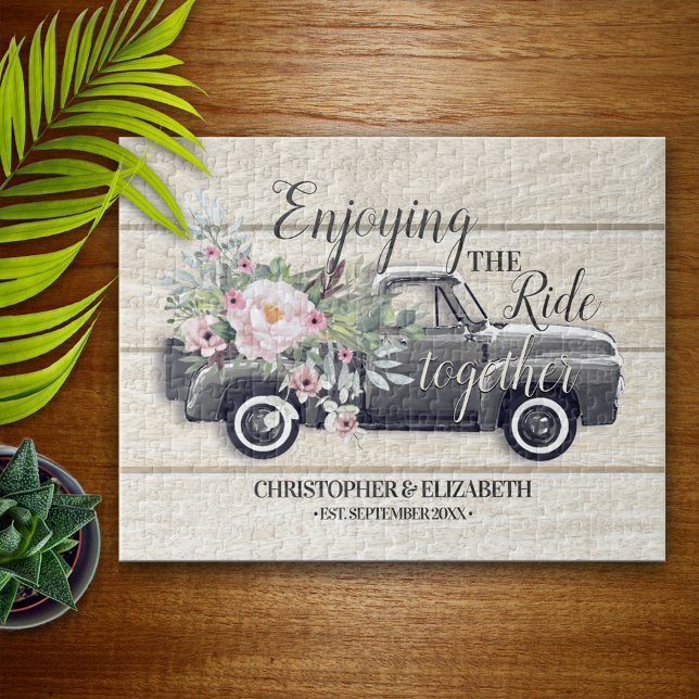 Enjoying the Ride Pink Floral Personalised Jigsaw Puzzle (Creator Uploaded)