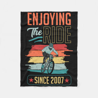Enjoying The Ride Since 2007 Year Mountain Biking  Fleece Blanket