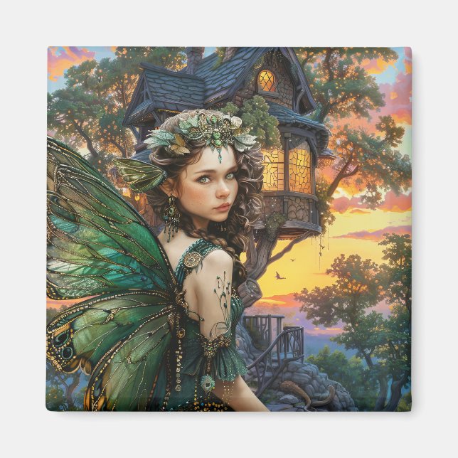 Enjoying The Sunset Outside Her Home Magnet (Front)