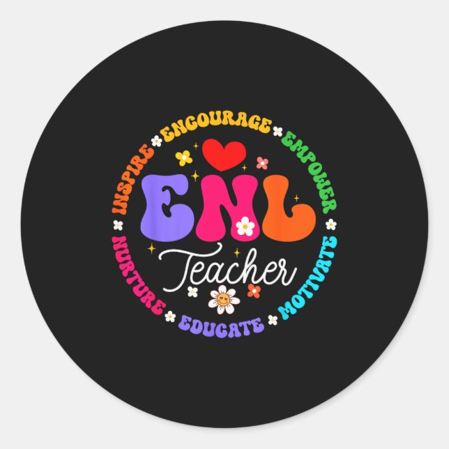 Enl Teacher Squad English New Language Squad Crew  Classic Round Sticker (Front)
