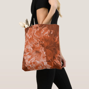 Enlarged flower with slight relief, brown salmon tote bag