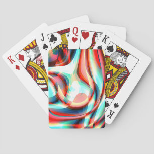 Enlarging curved red strokes, superimposed stripes playing cards