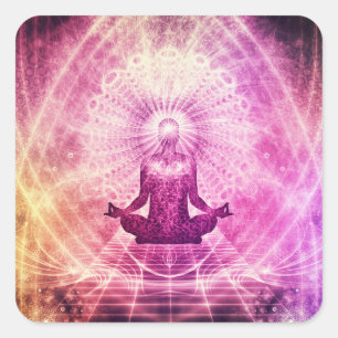 Enlightened Meditation Law of Attraction Chakra Square Sticker