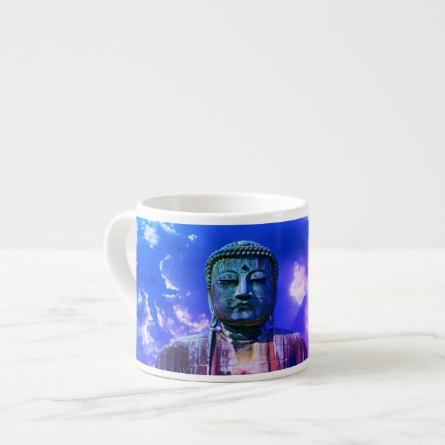 Enlightenment Meditating Buddha Statue colour Espresso Cup (Front Left)