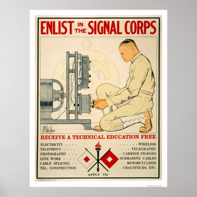 Enlist in Signal Corps 1919 Poster (Front)