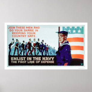 Enlist Navy, the 1st Line of Defence (US02160) Poster