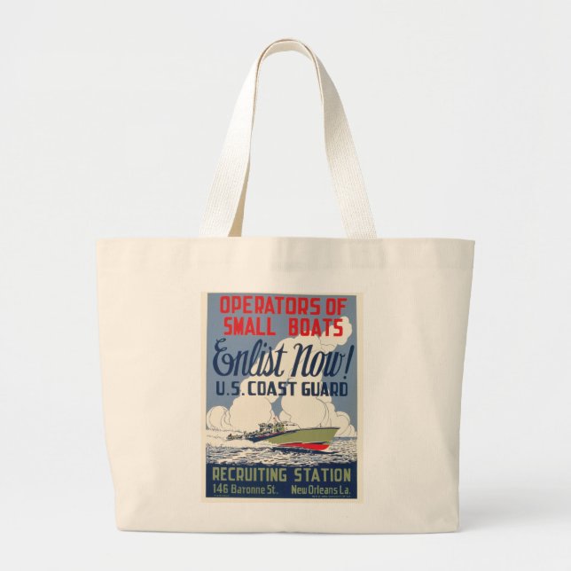 Enlist Now! U.S. Coast Guard Large Tote Bag (Front)