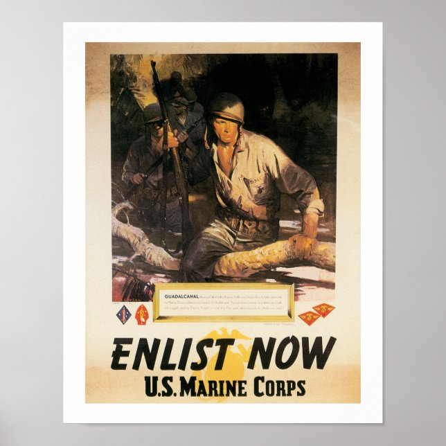 Enlist Now - US Marine Corps Poster (Front)