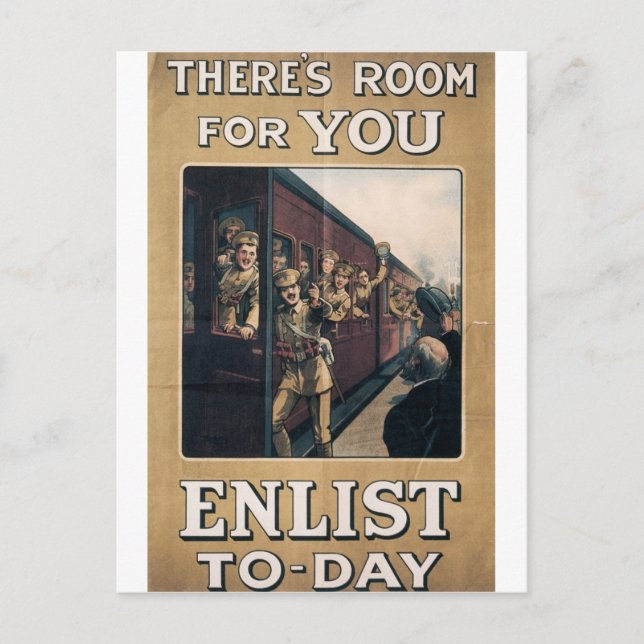 "Enlist" Old U.S. Military Poster circa 1915 Postcard (Front)