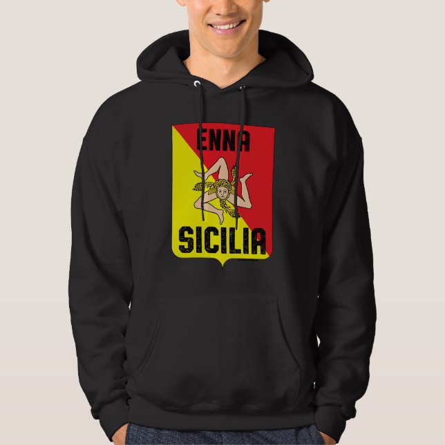 Enna Sicilia Province Sicily Sicilian Trinacria Fl Hoodie (Front)