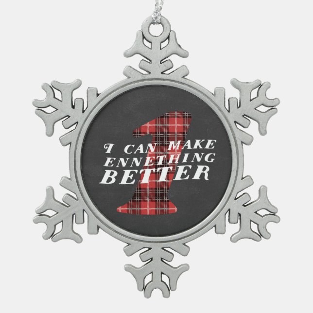 Enneagram Funny 1 Snowflake Ornament (Front)