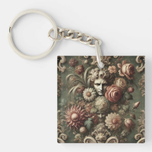 Ennui Elegance – Gothic Baroque Floral Pattern Key Ring