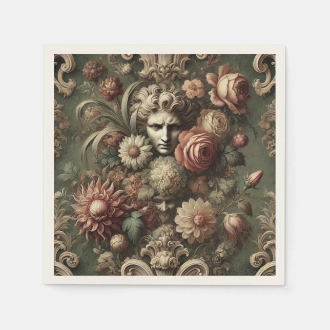 Ennui Elegance – Gothic Baroque Floral Pattern Napkin (Front)
