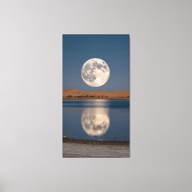 enormous moon was reflected in the lake canvas print (Front)