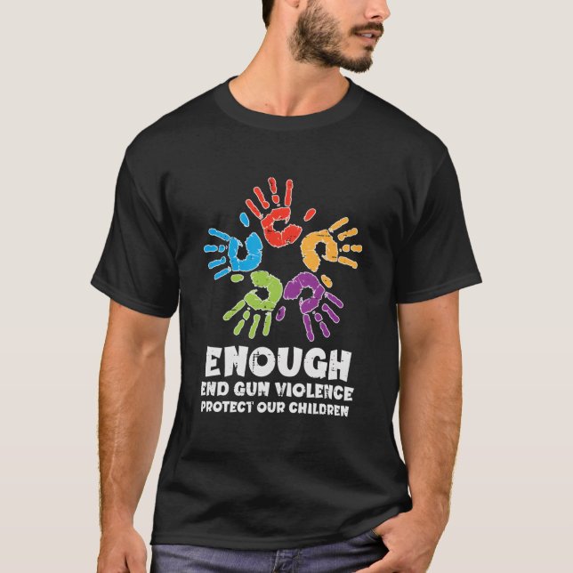 Enough End Gun Violence Protect Our Children Orang T-Shirt (Front)