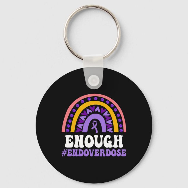 Enough Overdose Pruple Ribbon Opioid Overdose Awar Key Ring (Front)