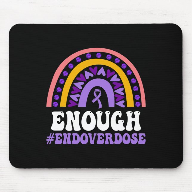 Enough Overdose Pruple Ribbon Opioid Overdose Awar Mouse Mat (Front)
