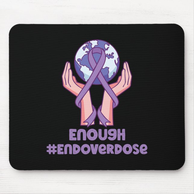 Enough Overdose Purple Ribbon Opioid Overdose Awar Mouse Mat (Front)