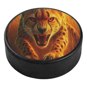 Enraged Cheetah Hockey Puck