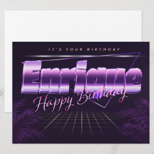 Enrique Name Vorname lila retro Karte Geburtstag Card