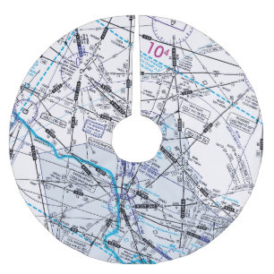 Enroute Low Altitude Aviation Chart Brushed Polyester Tree Skirt