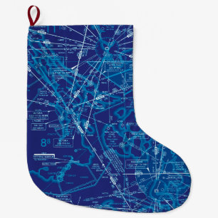 Enroute Low Altitude Chart Large Christmas Stocking