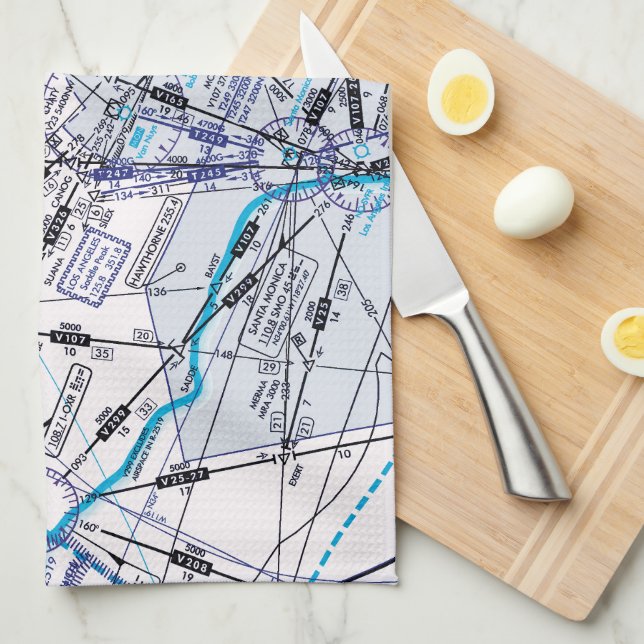 Enroute Low Altitude Chart Tea Towel (Quarter Fold)