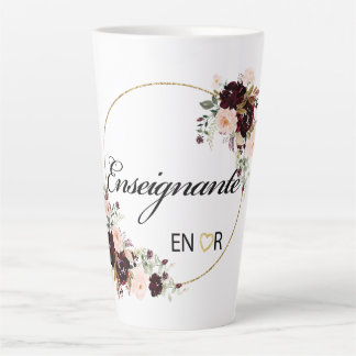 Énseignante Floral Watercolor Latte Mug