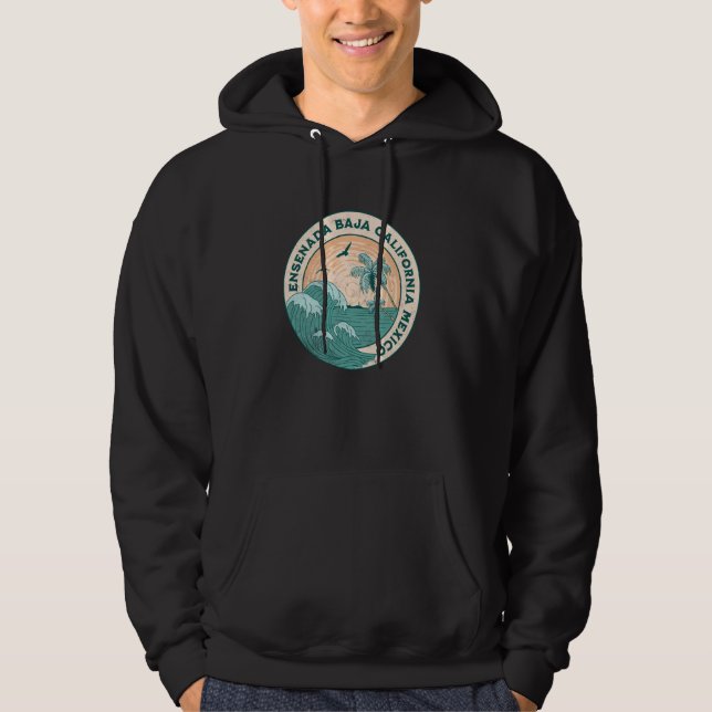 Ensenada Baja California Mexico Retro Beach Surf S Hoodie (Front)