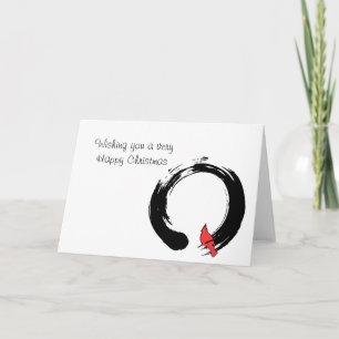 Enso Circle with Red Cardinal Holiday Card