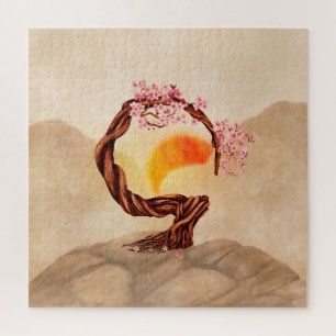 Enso Zen Blossoming Sakura Bonsai Jigsaw Puzzle
