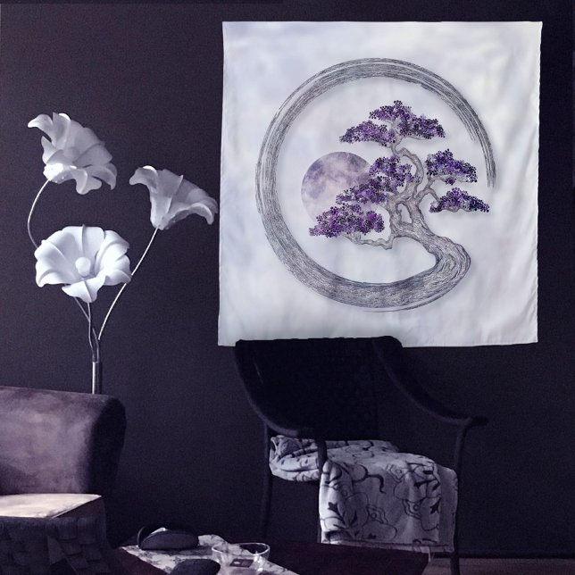 Enso Zen Circle Amethyst Bonsai Tree  Tapestry (Creator Uploaded)