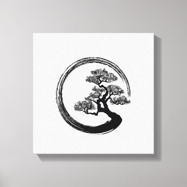 Enso Zen Circle and Bonsai Tree Canvas Print (Front)