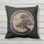 Enso Zen Circle and Bonsai Tree Gold Cushion<br><div class="desc">Enso Zen Circle and Bonsai Tree Gold</div>